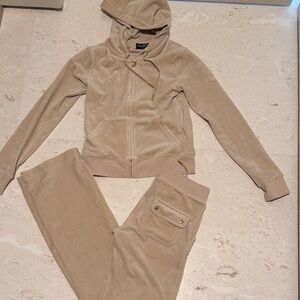 Juicy Couture Beige Velour Jogger Set